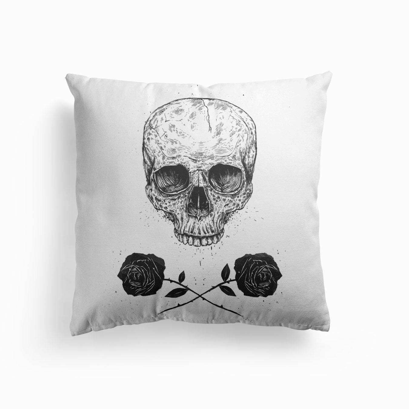 Skull N Roses Cushion by Balázs Solti Fy Skull Throw Pillow Skeleton Cushion
